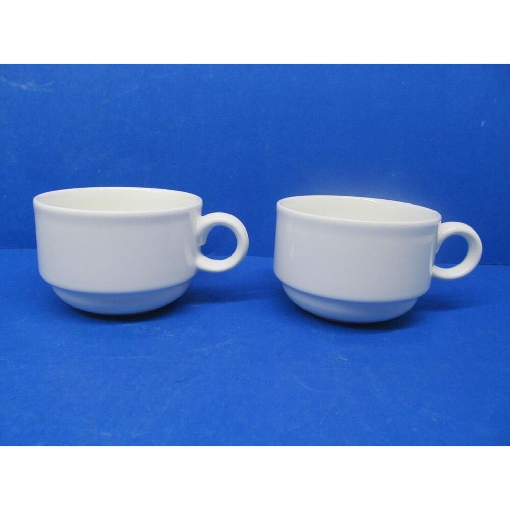Villeroy And Boch Adriana Set Of 2 White Stacking Cups No Saucers EXC Restaurant